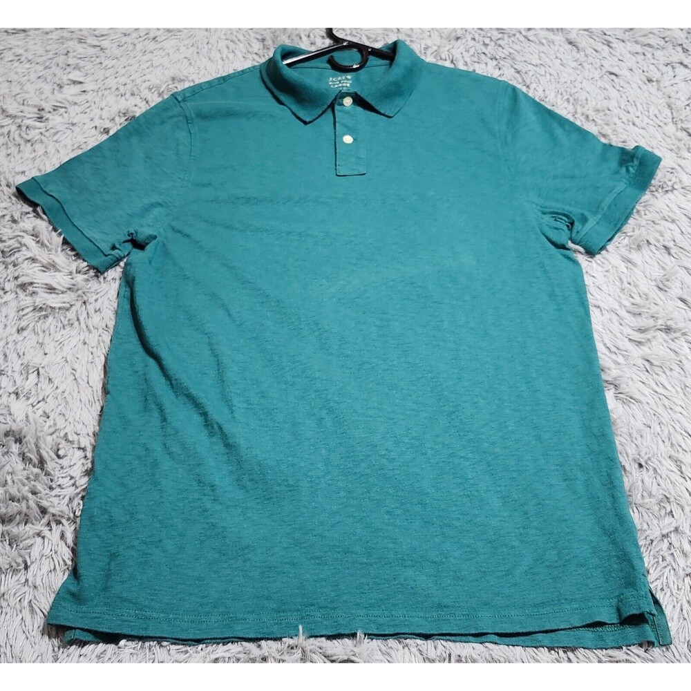 J Crew Slub Cotton Polo Shirt Mens Size Large Tall Dyed Athletic Golf Green